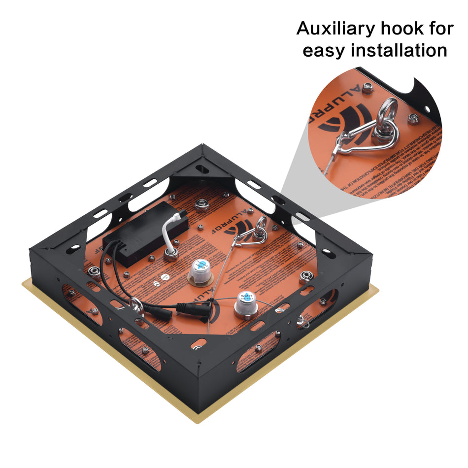 Bluetooth Music Brushed Gold 12-Inch Shower Head: Rainfall, Mist, 64 LED Colors, Flushed Mount