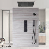 Matte Black 20" LED Rainfall Shower System with 4-Way Thermostatic Faucet and Regular Head