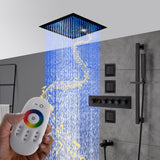 16inch or 20inch 64 colors LED matte black Flushed in shower head 4 Way digital display Thermostatic Shower Faucet with body jets and sliding bar
