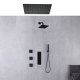 24-inch or 20-inch Matte Black Rainfall Shower System: Featuring a 4-Way Thermostatic Rough-In Valve, Soothing Body Jets, and a Refreshing 6-inch Wall Mount Shower Head