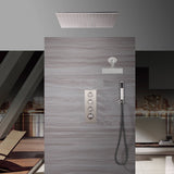 20 Inch Brushed nickel ceiling or flush mount rainfall shower systems 3 way thermostatic faucet with wall mount 6 inch regular shower head