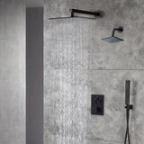 Oil Rubbed Bronze 12-Inch Rainfall Shower Head with 3-Way Thermostatic Faucet System and High-Pressure Regular Shower Head