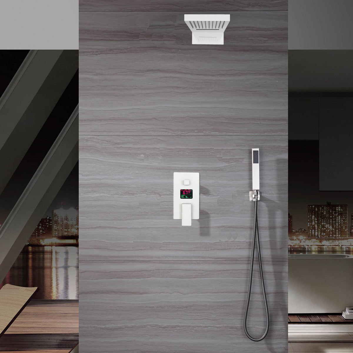 22" Chrome 3 way digital display valve Rain & Waterfall Shower Faucet - wonderland shower inc