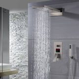 22 inch Brushed Nickel 3 way Digital display anti scald Shower faucet system rainfall and waterfall