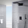 22-Inch Wall-Mount Matte Black Rainfall and Waterfall Shower Head with 3-Way Thermostatic Shower Faucet, Available with or without LED Light - wonderland shower inc