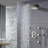 22'' Brushed Nickel 4 Way Thermostatic Shower Faucet Waterfall & Rain Massage Body Jet Spray - wonderland shower inc