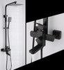Matte Black Rain Shower Faucet Wall Mounted Bathtub Shower Hand Shower Mixer - wonderland shower inc