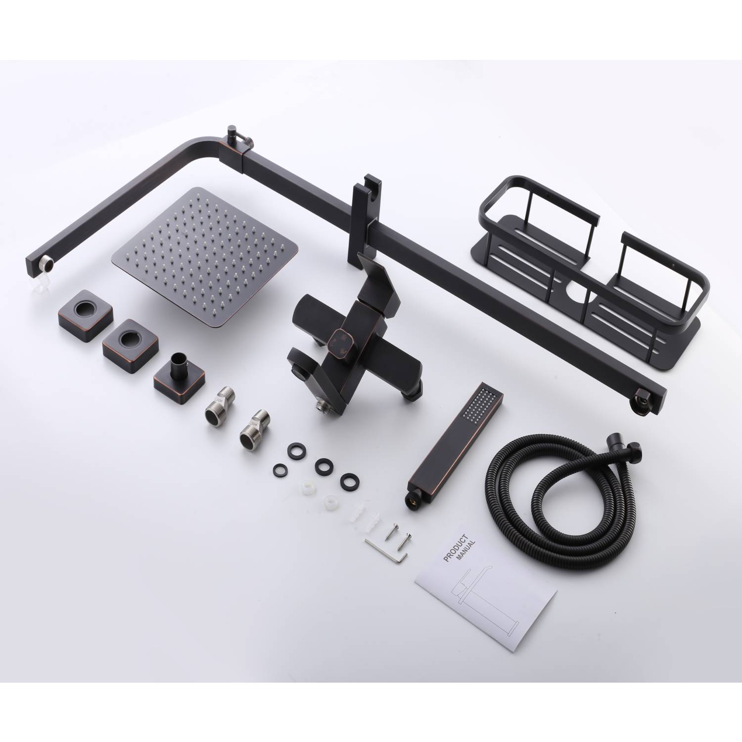 Oil Rubbed Bronze Surface Mounted Shower Faucet with 8-Inch Rain Head for a Blissful Shower Experience - wonderland shower inc