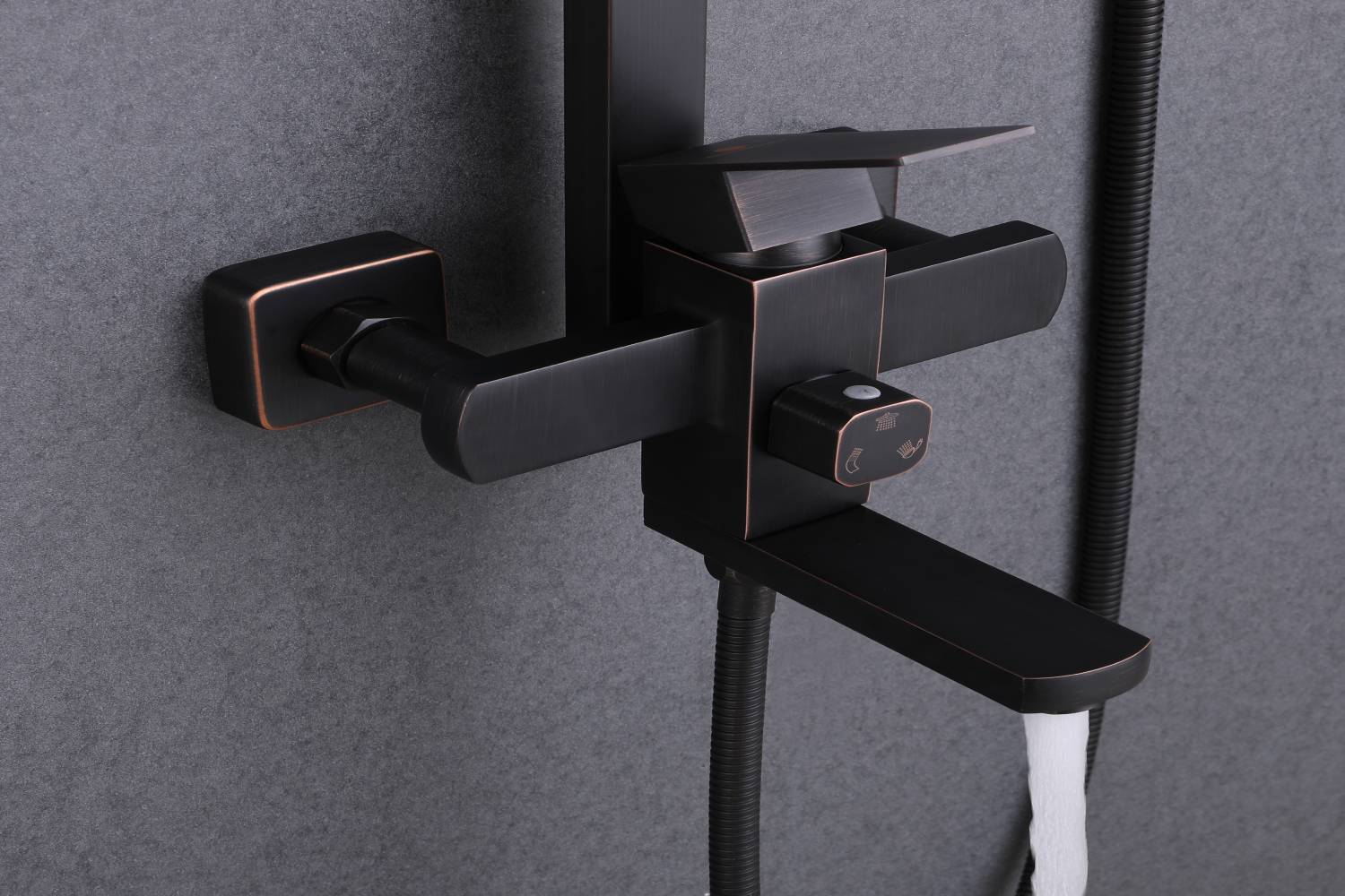 Oil Rubbed Bronze Surface Mounted Shower Faucet with 8-Inch Rain Head for a Blissful Shower Experience - wonderland shower inc