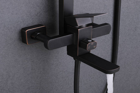 Oil Rubbed Bronze Surface Mounted Shower Faucet with 8-Inch Rain Head for a Blissful Shower Experience - wonderland shower inc