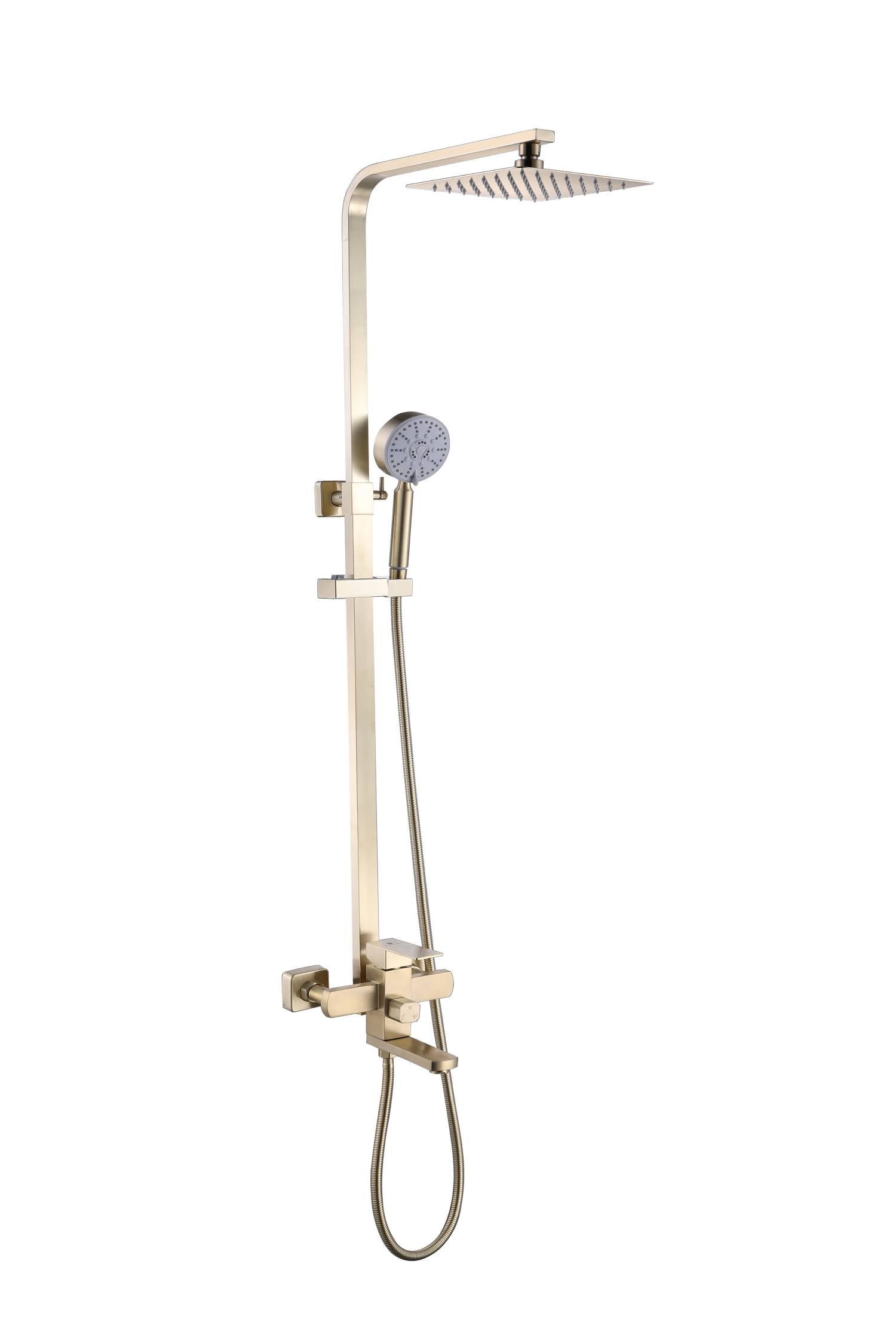 Luxury Brushed Gold 3-Function Exposed Shower Set with Handheld Shower and Tub Spout - wonderland shower inc