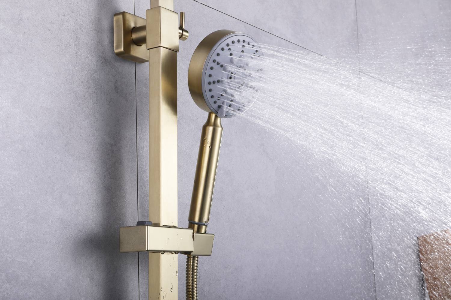 Luxury Brushed Gold 3-Function Exposed Shower Set with Handheld Shower and Tub Spout - wonderland shower inc