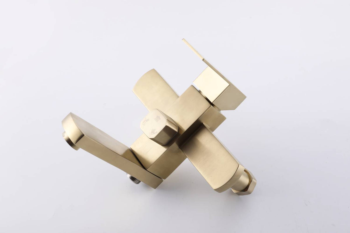 Luxury Brushed Gold 3-Function Exposed Shower Set with Handheld Shower and Tub Spout - wonderland shower inc