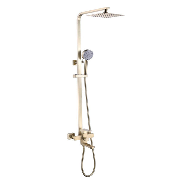 Luxury Brushed Gold 3-Function Exposed Shower Set with Handheld Shower and Tub Spout - wonderland shower inc
