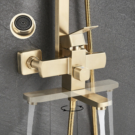 Luxury Brushed Gold 3-Function Exposed Shower Set with Handheld Shower and Tub Spout - wonderland shower inc
