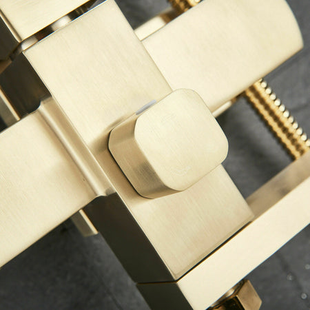 Luxury Brushed Gold 3-Function Exposed Shower Set with Handheld Shower and Tub Spout - wonderland shower inc