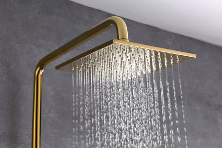 Versatile 3-Function Gold Thermostatic Shower Set with Digital Display, Hand Shower, Tub Spout - Independent and Simultaneous Functionality - wonderland shower inc