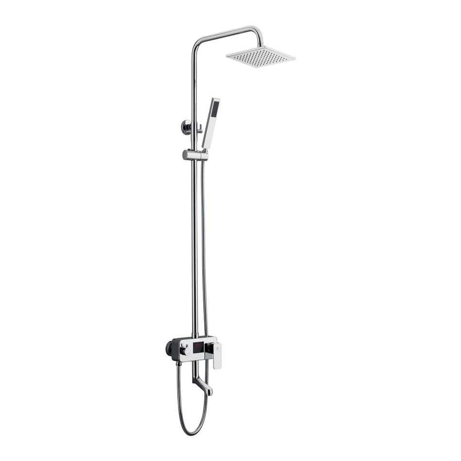 8inch 3 LED light colors Digital Chrome Rain Shower Faucet Wall Mounted Bathtub Shower Hand Shower Mixer