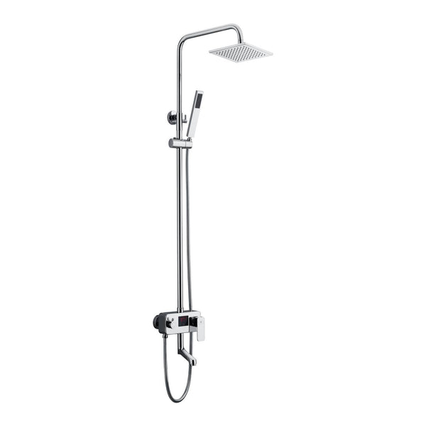 Digital Chrome Rain Shower Faucet Wall Mounted Bathtub Shower Hand Shower Mixer - wonderland shower inc