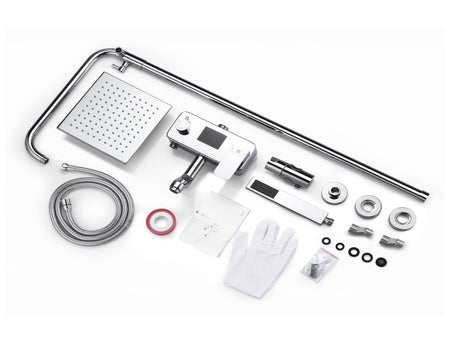 Digital Chrome Rain Shower Faucet Wall Mounted Bathtub Shower Hand Shower Mixer - wonderland shower inc