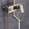 Sleek Digital Brushed Gold Wall-Mounted Rain Shower and Bathtub Mixer with Handheld Shower - wonderland shower inc