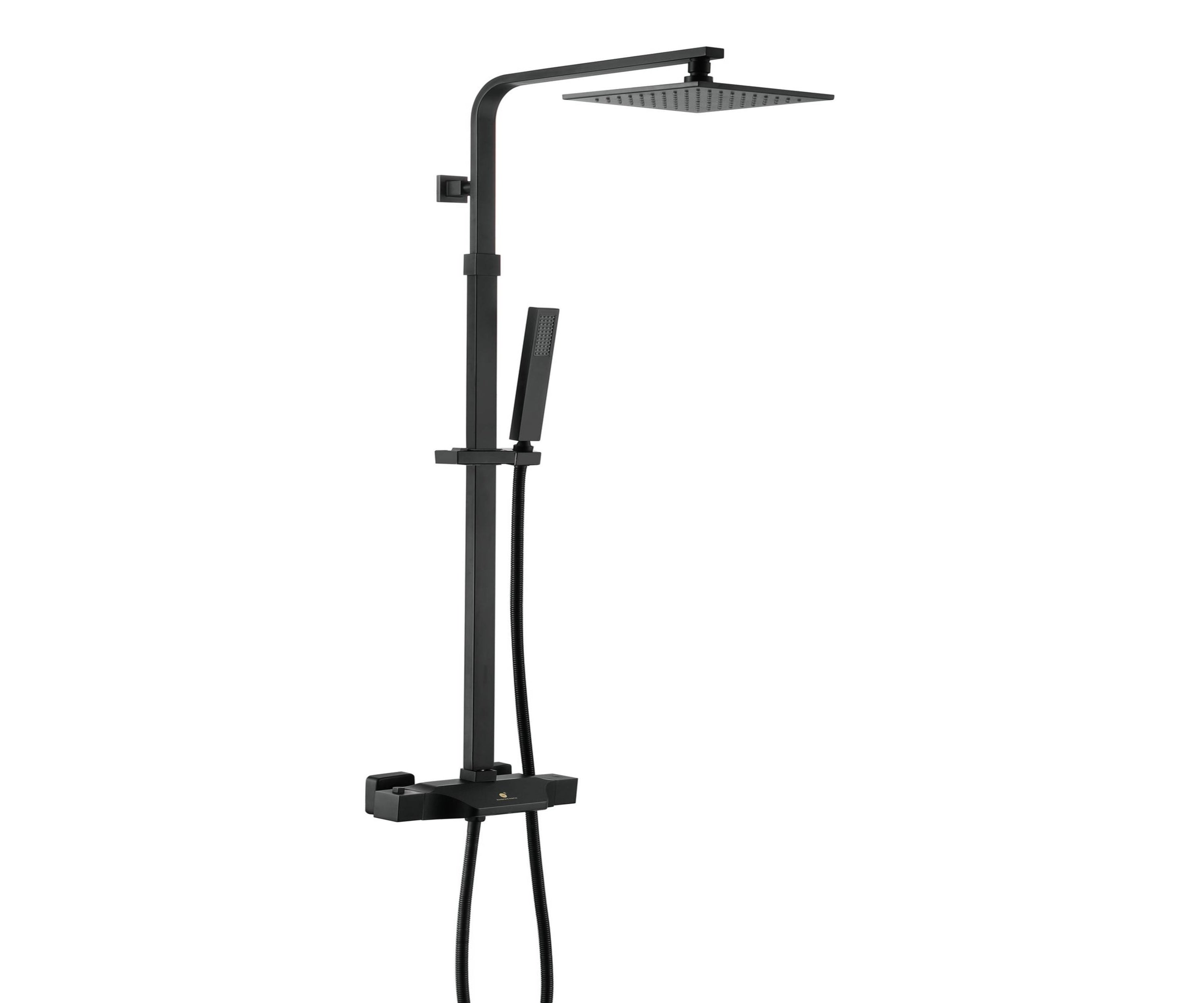 Stylish WallMounted Matte Black Thermostatic Rain Exposed Shower Set