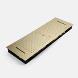 Brushed Gold or matte black or chrome 36-Inch Rainfall Waterfall Water Column Shower Head with Bluetooth Music and 64 LED Lights