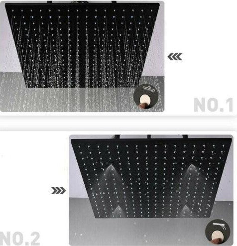 Matte Black 3-Way Thermostatic Shower System with 20-Inch Ceiling-Mounted LED Rain Mist Shower Head - wonderland shower inc