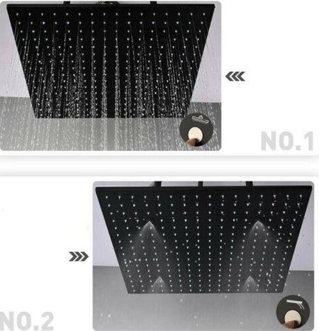 Matte Black 3-Way Thermostatic Shower System with 20-Inch Ceiling-Mounted LED Rain Mist Shower Head - wonderland shower inc