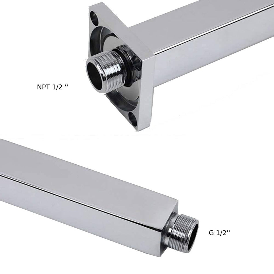 Chrome Ceiling mount 18 inch or 24 inch or 36 inch brass shower arm with flange