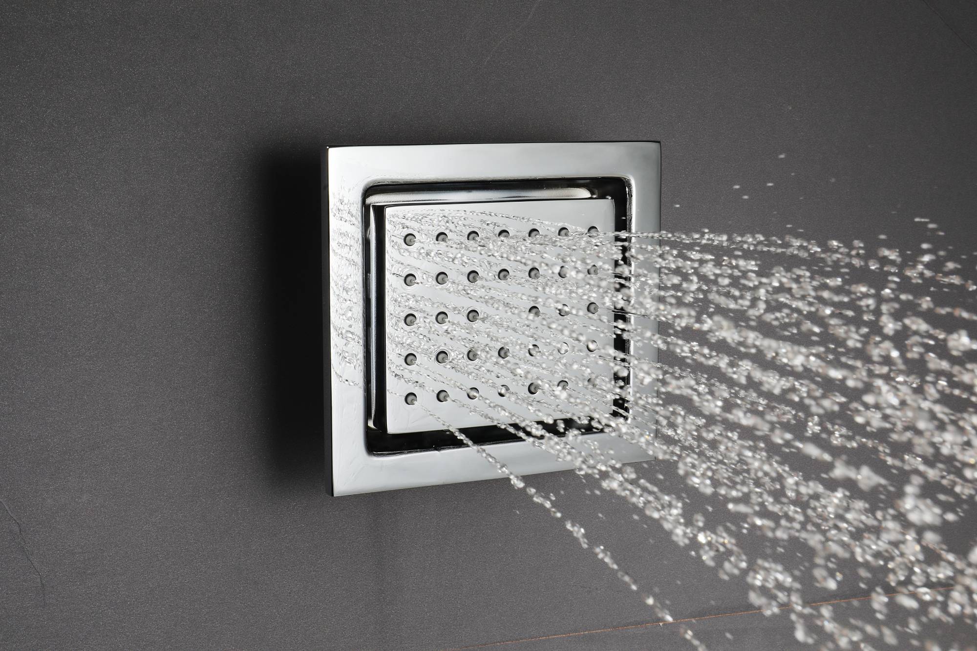 Chrome Flush in 31" Rainfall waterfall mist water column Shower Head Faucet 6 Function digital display Thermostatic shower system with flushed body jets - wonderland shower inc