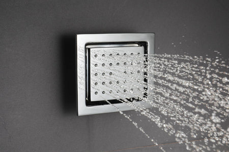 Chrome Flush in 31" Rainfall waterfall mist water column Shower Head Faucet 6 Function digital display Thermostatic shower system with flushed body jets - wonderland shower inc