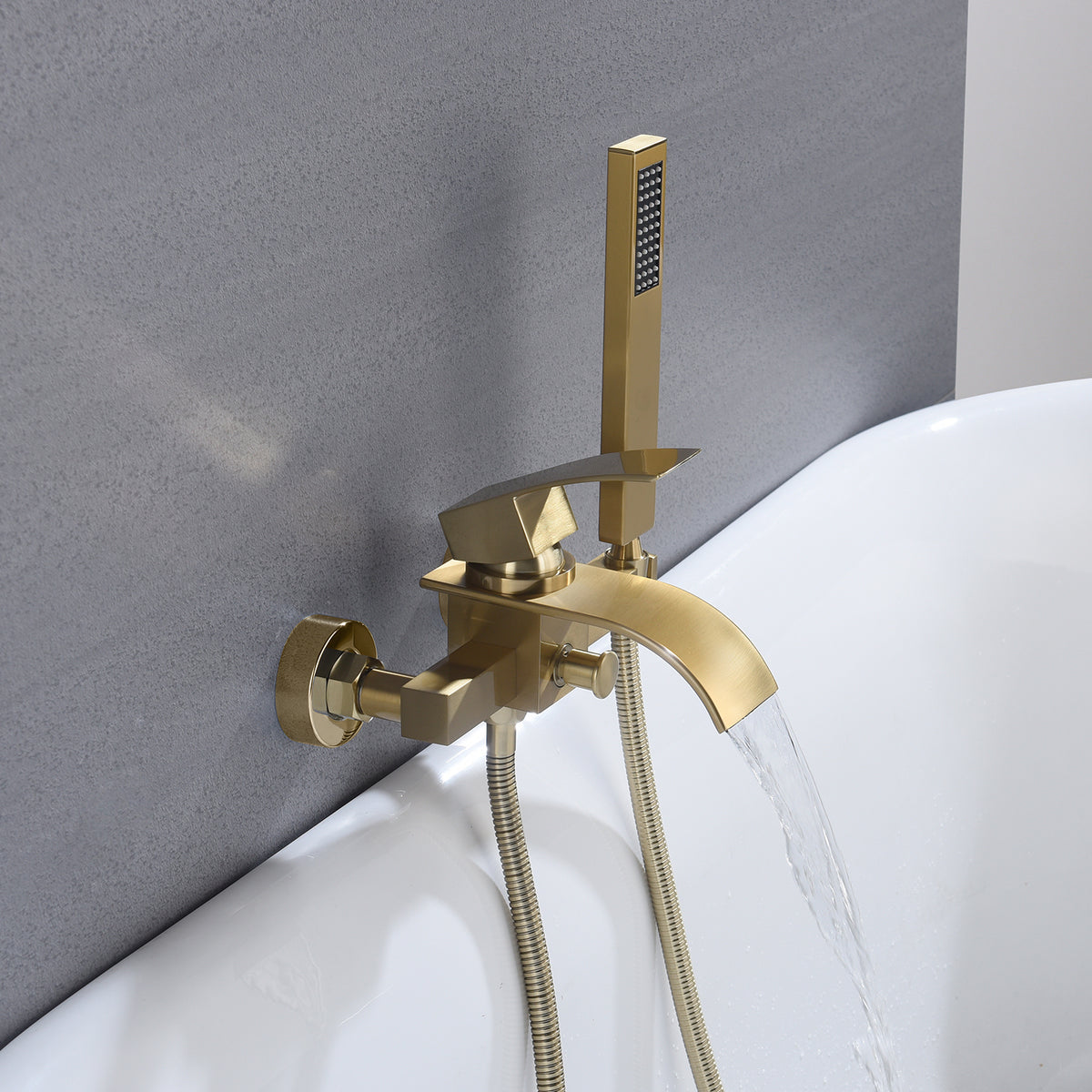 Trealif Wall Mount hotsell Bathtub Faucet & Waterfall Tub Spout Handheld Shower (GOLD)