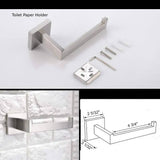 Luxurious 4-Piece Squre Brushed Nickel Bathroom Hardware Set: Towel Bar, Towel Ring, Toilet Paper Holder, Robe Hook, and Tower Holder - Wall Mounted