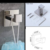 Complete 4-Piece Square Stainless Chrome Bathroom Accessory Set - Wall Mounted Towel Bar, Towel Ring, Toilet Paper Holder, and Robe Hook