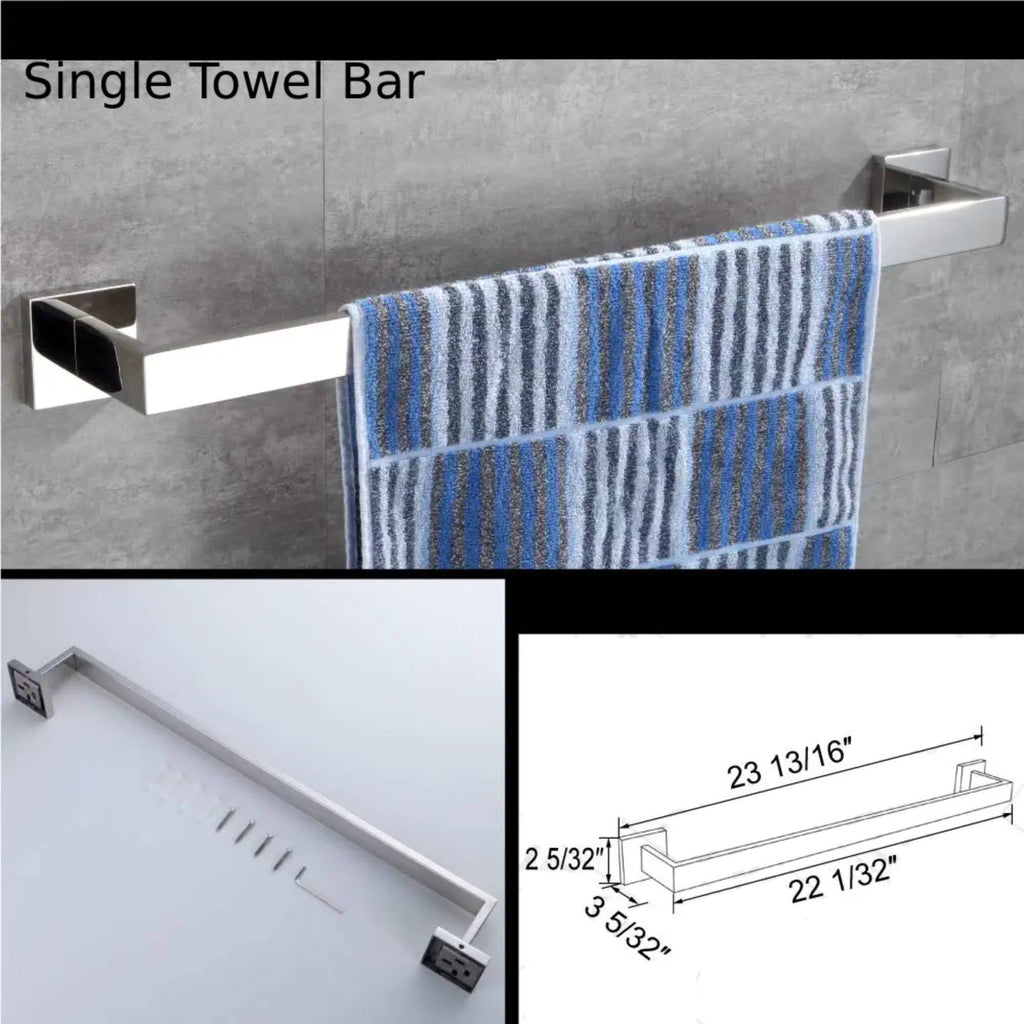 Complete 4-Piece Square Stainless Chrome Bathroom Accessory Set - Wall–  wonderland shower inc