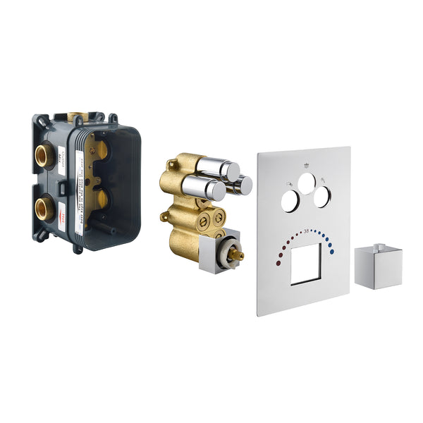 Matte Black 3-Way Thermostatic valve with trim and each function work at the same time and separately - wonderland shower inc