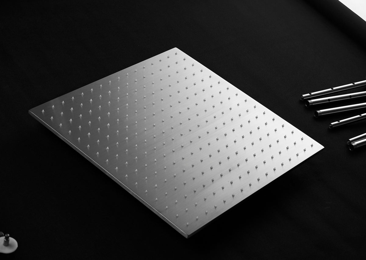 Ceiling-Mounted Brushed Nickel 3-Way Thermostatic Shower Faucet with 20'' or 24'' Shower Head: Independent and Simultaneous Functionality - wonderland shower inc