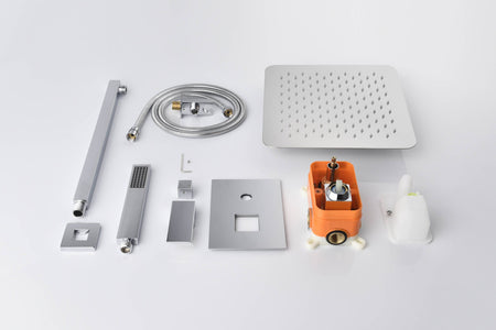 12 Inch wall Mount Chrome Shower System(Contain Shower Faucet Rough-in Valve Body and Trim) - wonderland shower inc