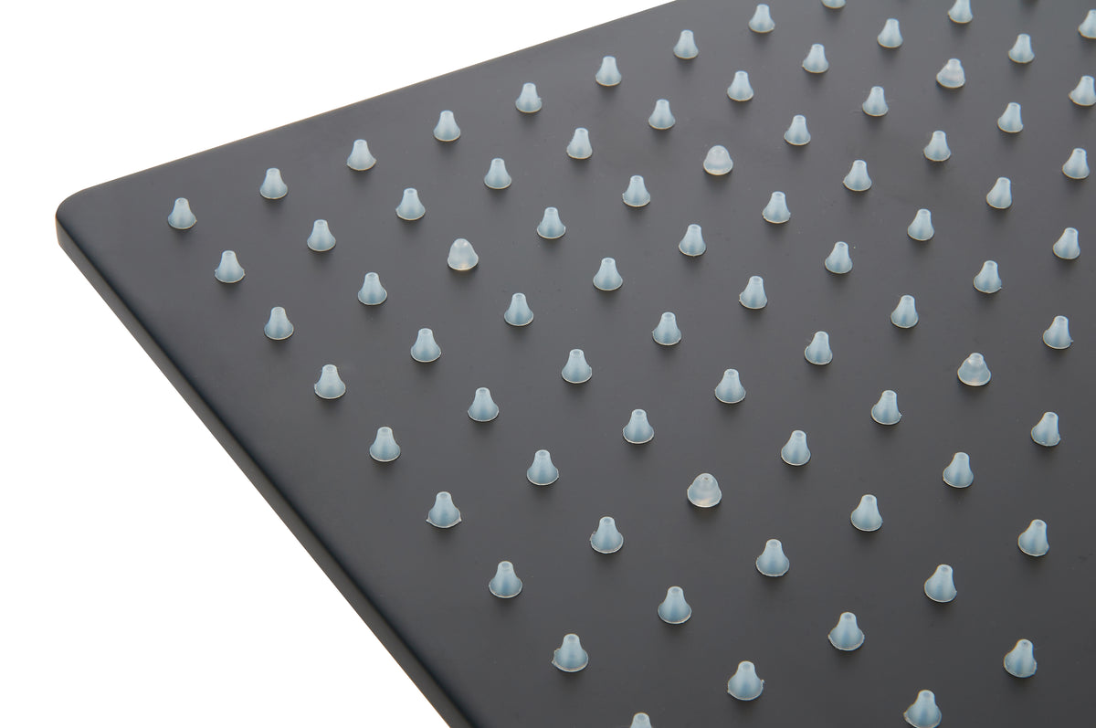 Ceiling Mount Matte Black LED Rain Shower System - Available in 12 inch or 16 inch - 3-Way Anti-Scald Digital Display Rough-in Valve and 6 Body Jets Included" - wonderland shower inc