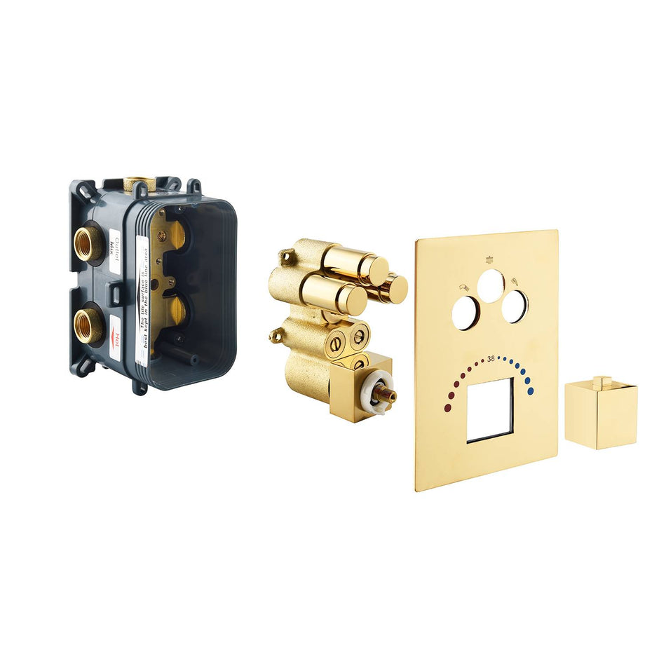 Elegant Rose Gold or Brushed Gold 3-Way Thermostatic Valve: Enjoy Simultaneous or Individual Functionality