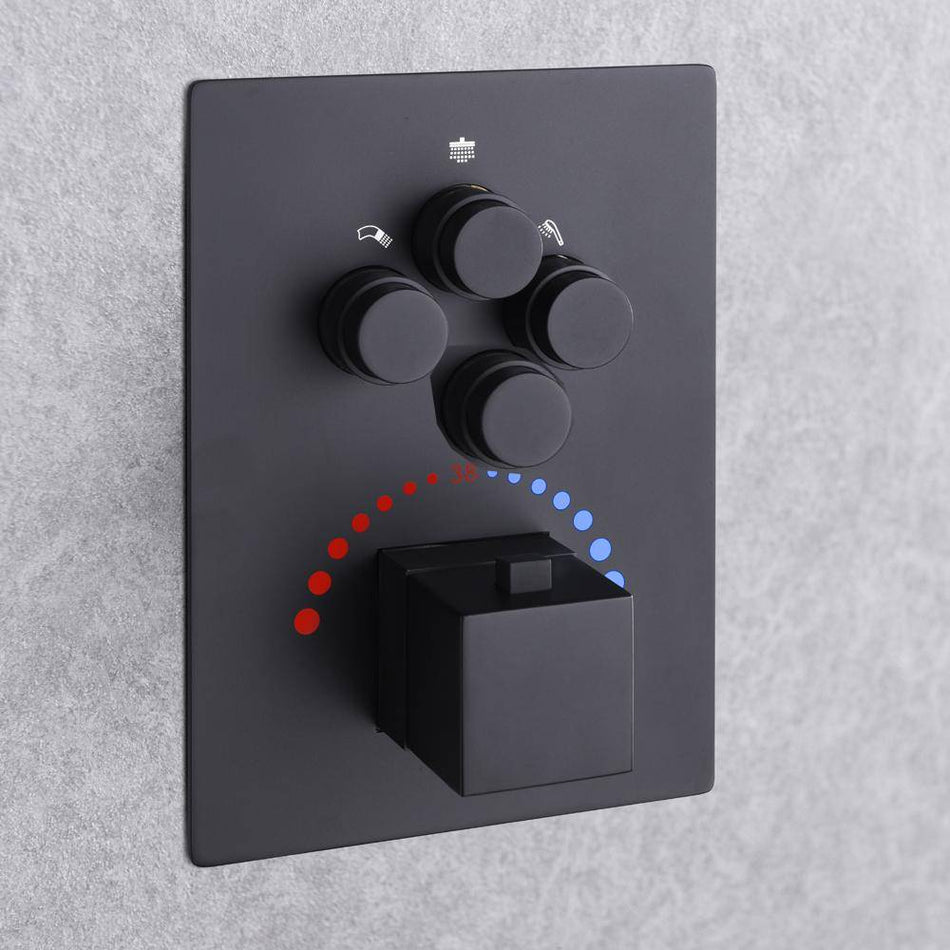 Matte Black or brushed gold 4-Way Thermostatic valve with trim and each function work at the same time and separately