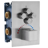 Brushed nickel or chrome 4-Way Thermostatic valve with trim and each function work at the same time and seperately
