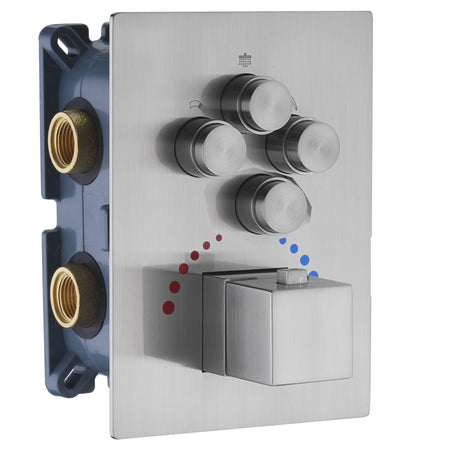 22'' Brushed Nickel 4 Way Thermostatic Shower Faucet Waterfall & Rain Massage Body Jet Spray - wonderland shower inc