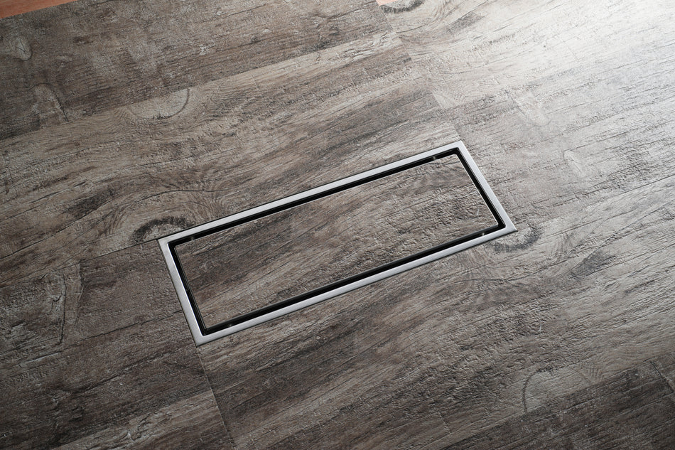 Brushed nickel stainless floor drain 11.8inch x 4.3 inch