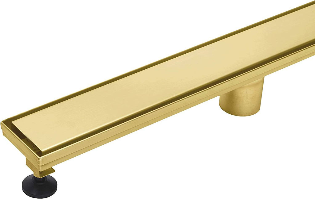 Brushed Gold 4-inch brass Shower Floor Drain with Removable Strainer C–  wonderland shower inc