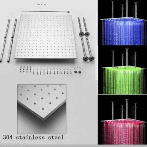 Chrome 20 inch or 24 inch LED Rainfall 3-Way Digital Thermostatic Shower Faucets with Body Jets and Sliding Bar