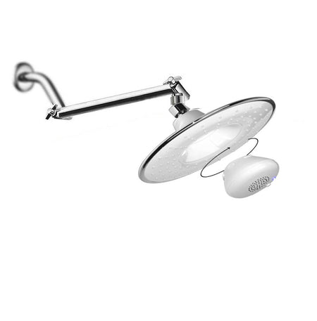 Chrome 8-inch Wireless Bluetooth Speaker Music Shower Head: Adjustable Shower Extension Arm with Lock Joints for Immersive Sound and Flexible Positioning - wonderland shower inc