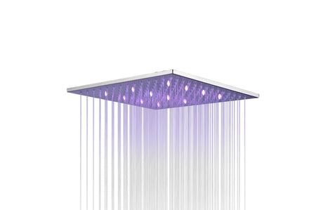 LED Chrome wall mounted Rain shower with body jets 3 way digital display anti scald  rough in valve - wonderland shower inc