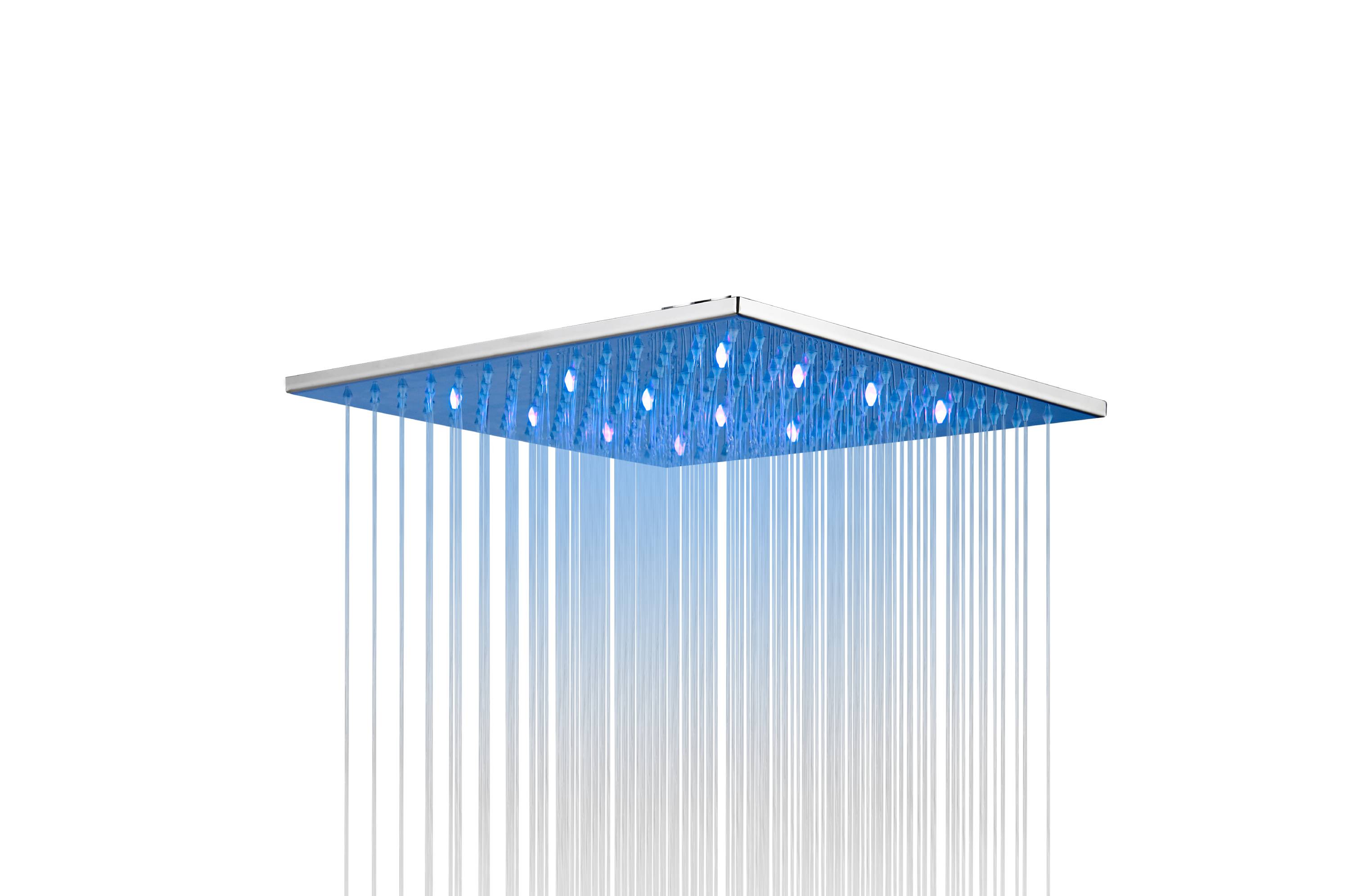 ceiling mount LED chrome 3 functions Digital Display anti scald Shower systems With 6 brass Body Jet Sprayer Chrome Finish - wonderland shower inc